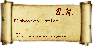 Blahovics Marica névjegykártya